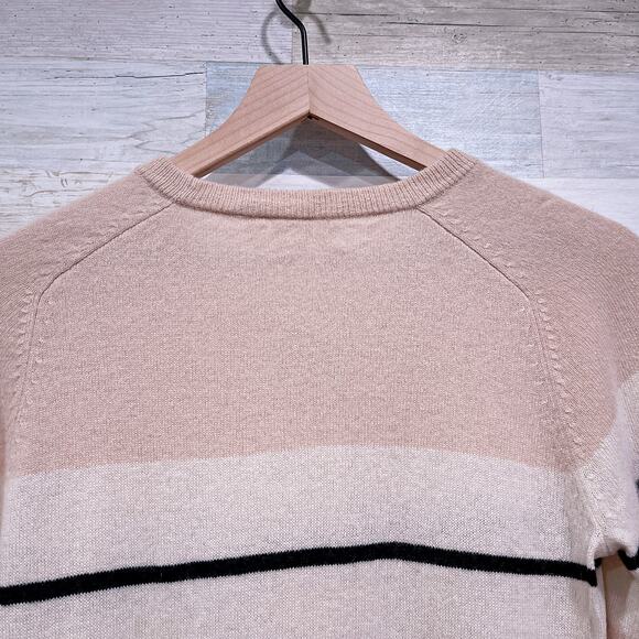 AG Adriano Goldschmied 100% Cashmere Sweater Beige Stripe Crewneck Womens Small - Picture 5 of 7